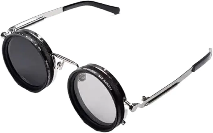 Adjustable Tint Polarized Round Sunglasses with ND9 Stepless Adjustable Gears Beach Sunglasses - Eyewear with Adjustable Lens