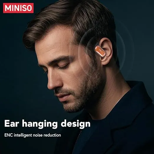 MINISO MS185 Open Ear Headphone,Wireless Earbuds Stereo Sound Bluetooth 5.4,Adjustable Earhook Earphones 40 Hours of Playtime with Microphone,fit for Running, Sports, Exercise