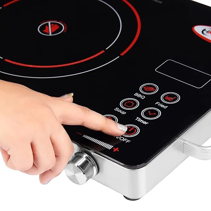 HM Classic Infrared Cooktop With Glass Top Digital Display Stainless Steel Frame Induction Cooktop