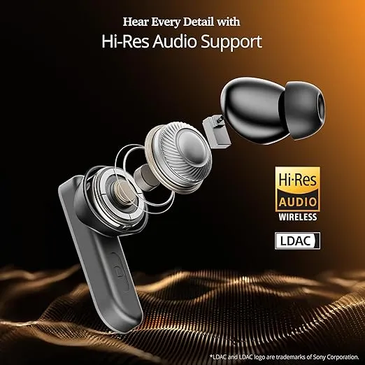 Airdopes 800 HiDef, Hi-Res Audio LDAC, 4Mic ENx, App Support, ASAP Charge, IPX5, Low Latency, Dual Pairing, BTv5.3, Bluetooth TWS in Ear Earbuds Wireless Earphones