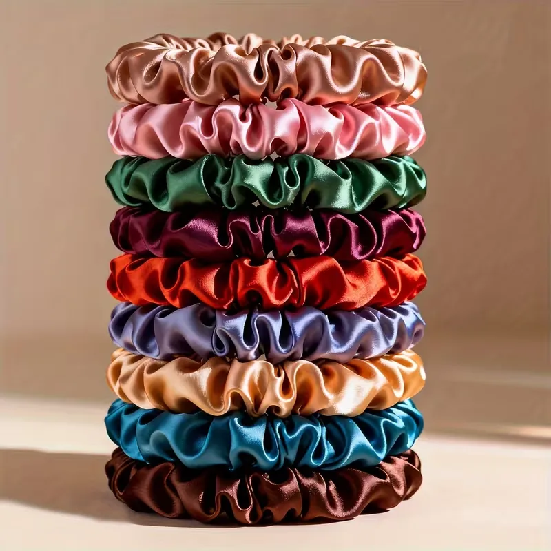 19pcs Set Non-Damaging Thin Scrunchies Hair Ties for Women, Bohemian/Minimalist Stretchy Elastics for Ponytails, Buns, Braids