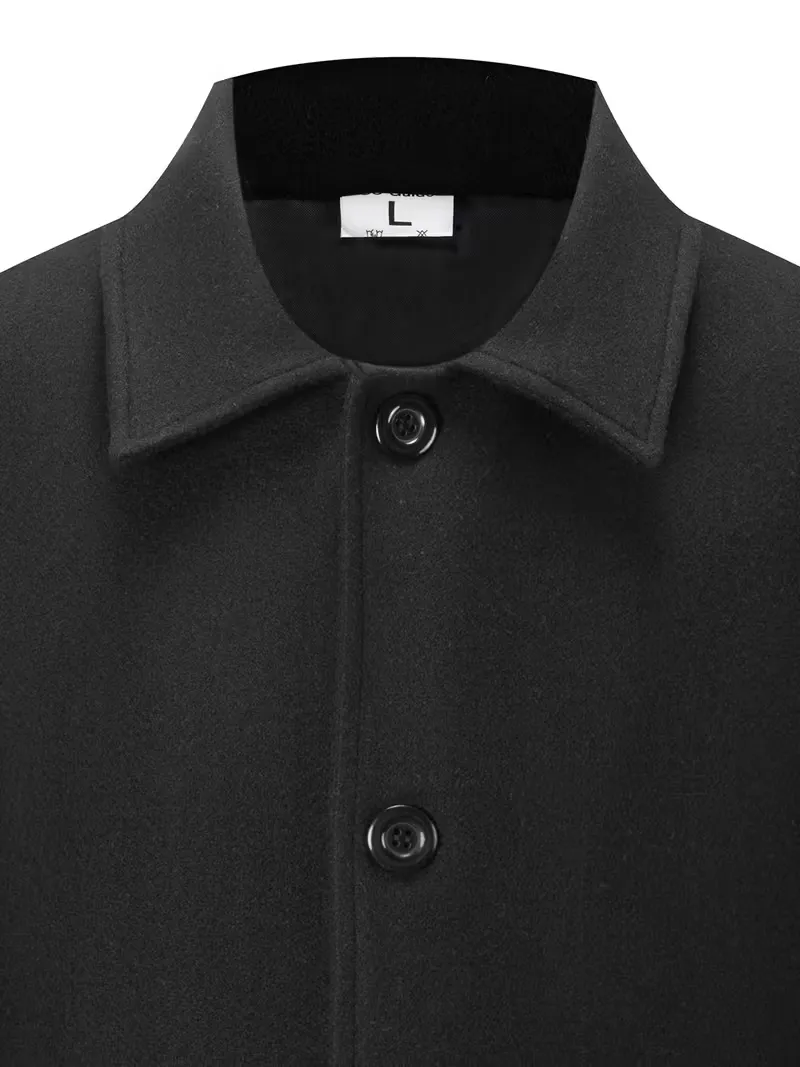 2025 American Style New Men'S Casual Classic Versatile Solid Color Trench Coat with Double Side Pockets, Simple Design, Stylish Dad Look, Wrinkle-Resistant, Easy Care