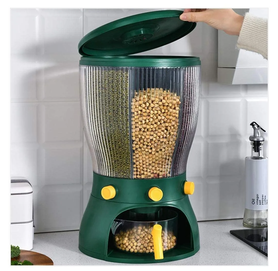 Rice Dispenser, Rotating Sealed Bucket for Household Grain Storage